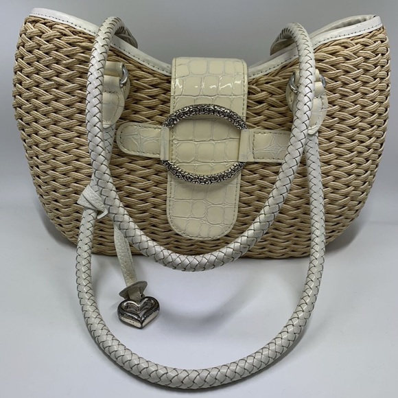 Brighton Tan and White Woven Shoulder Bag - Picture 4 of 9